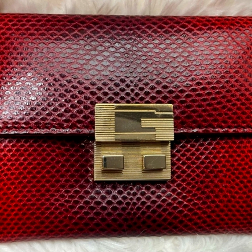 Gucci Snakeskin Slide Lock Coin/Card Case